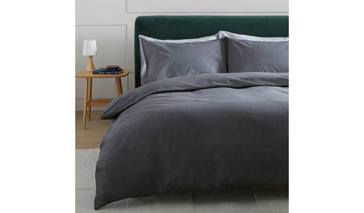 Habitat Cotton Textured Print Charcoal Bedding Set - King