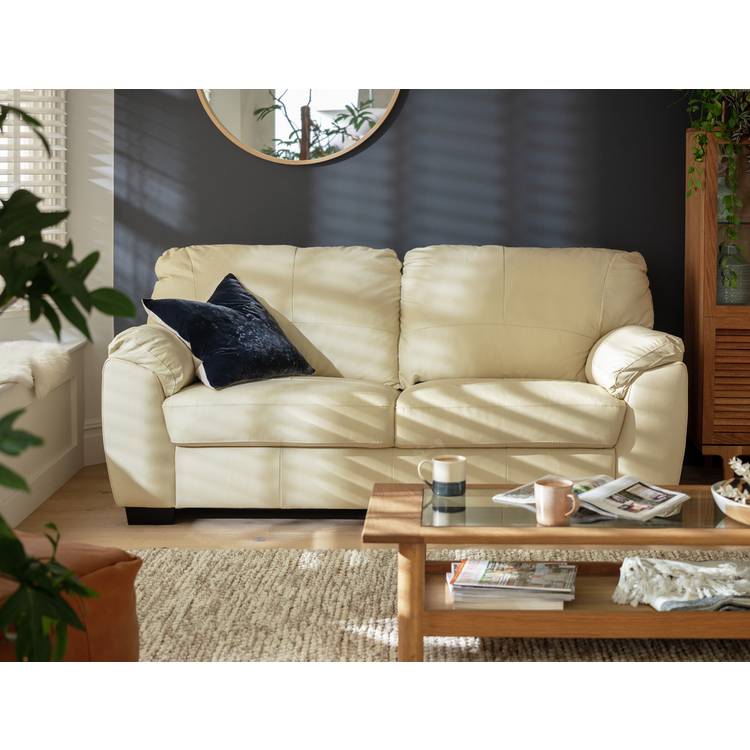 Argos Home Milano Leather 3 Seater Sofa - Ivory 0