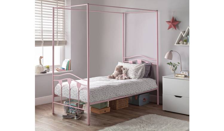 Buy Argos Home Hearts Pink Single 4 Poster Bed Frame Kids Beds Argos