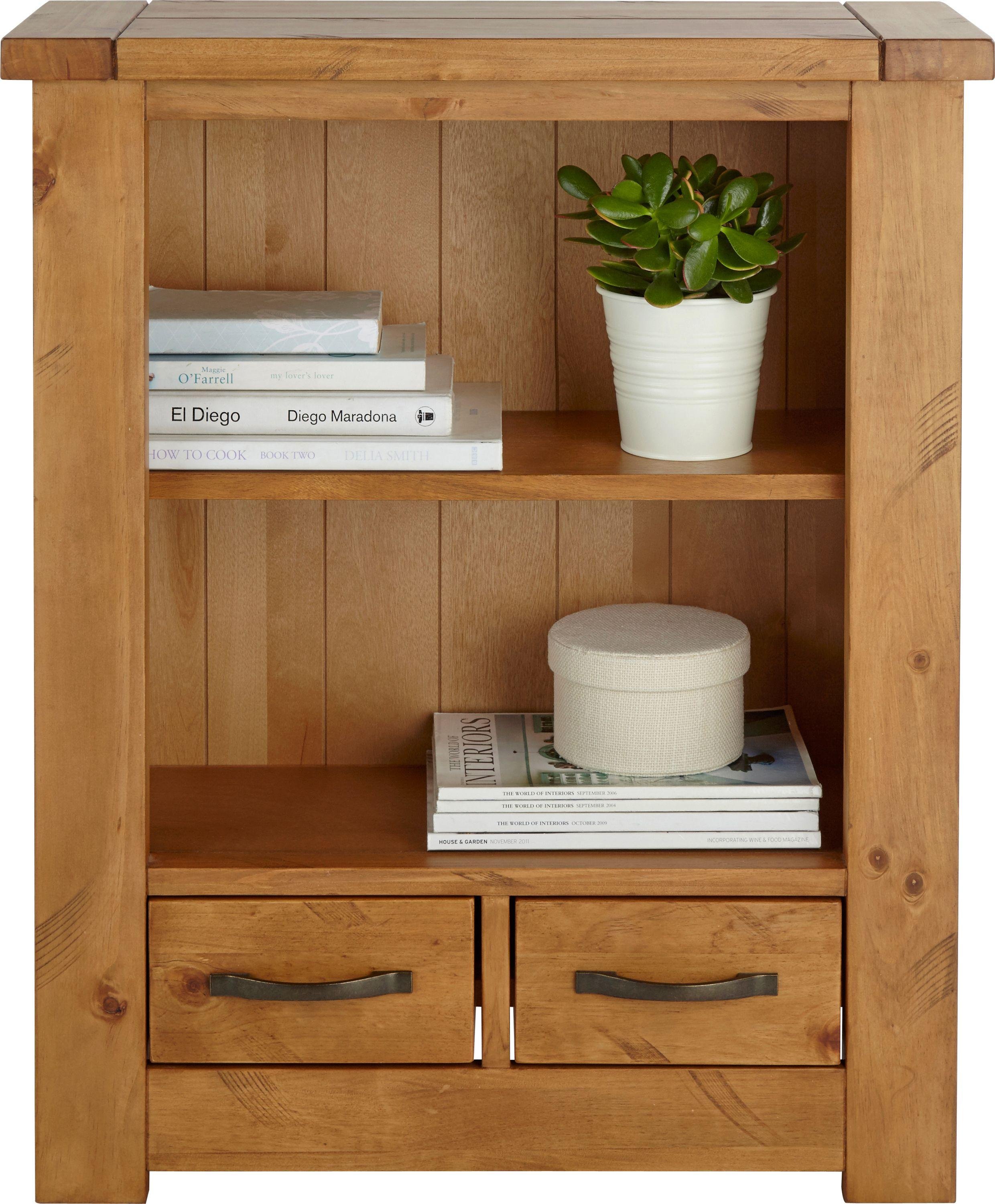 Argos Home Harvard 1 Shelf 2 Drawer Solid Pine Bookcase