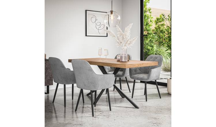 Furniture Online Donni Anika Oak Effect Dining Table & 4 Grey Chairs