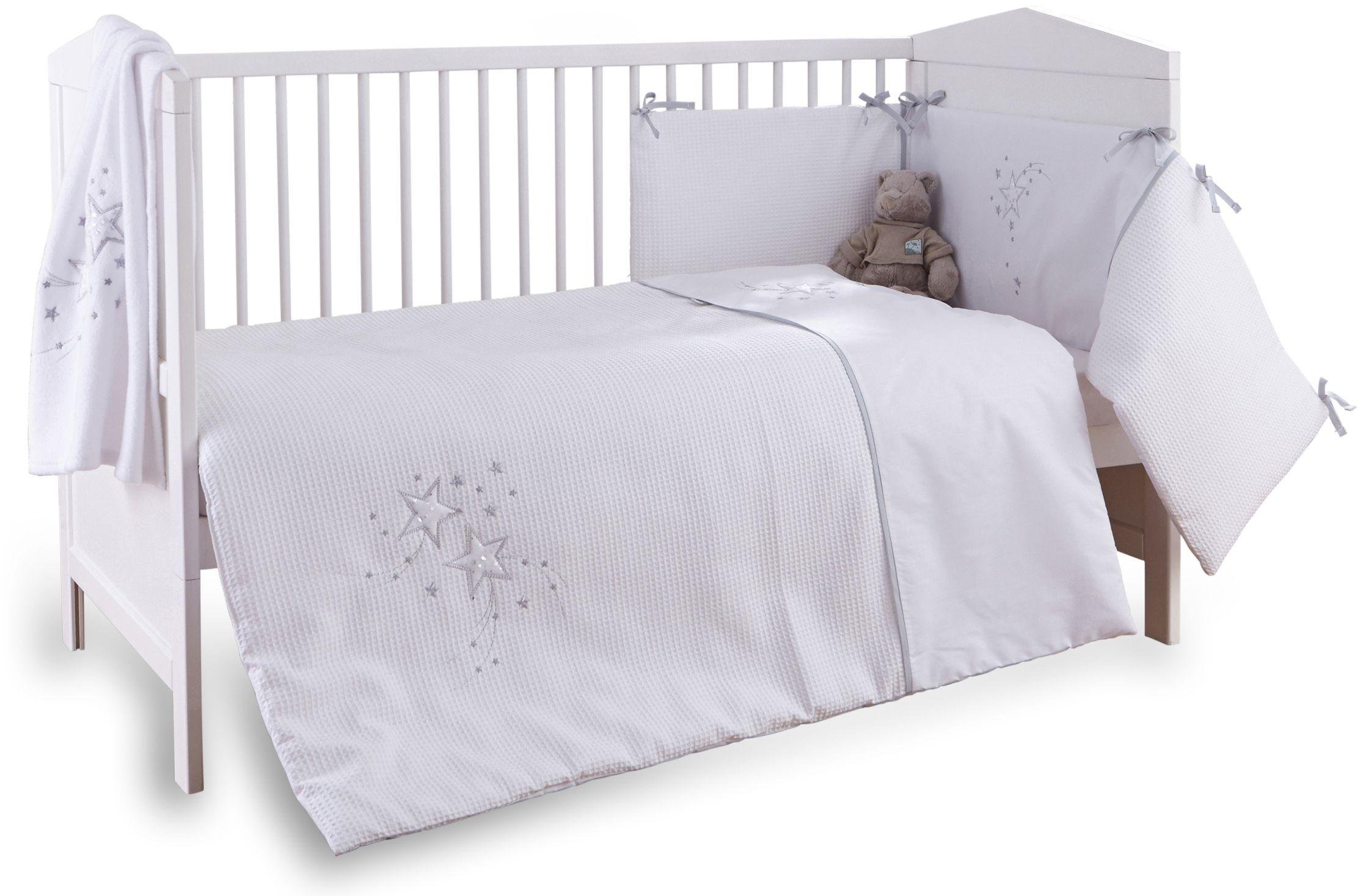 Clair de Lune Stardust 3 Piece Cot/Cot Bed Set - White Trim