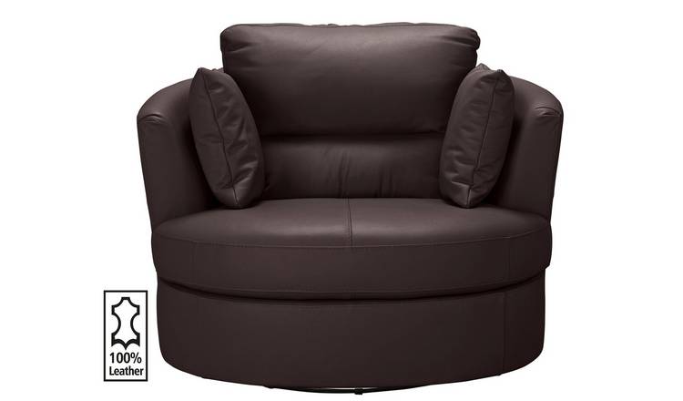 Buy Argos Home Trieste Leather Swivel Chair - Dark Brown | Armchairs