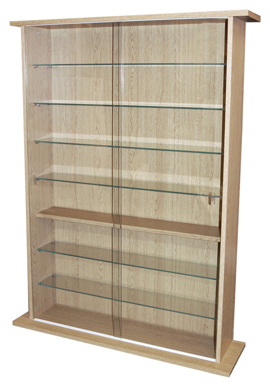 Large Display Media Cabinet - Oak