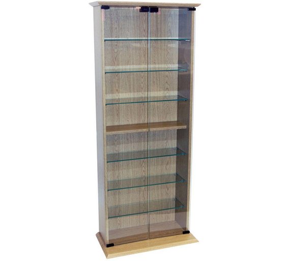 buy cd and dvd media storage display cabinet - oak | cd and dvd