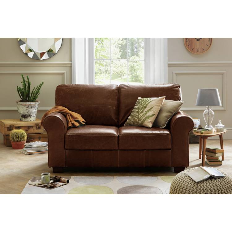 Argos Home Salisbury Leather 2 Seater Sofa - Tan 0