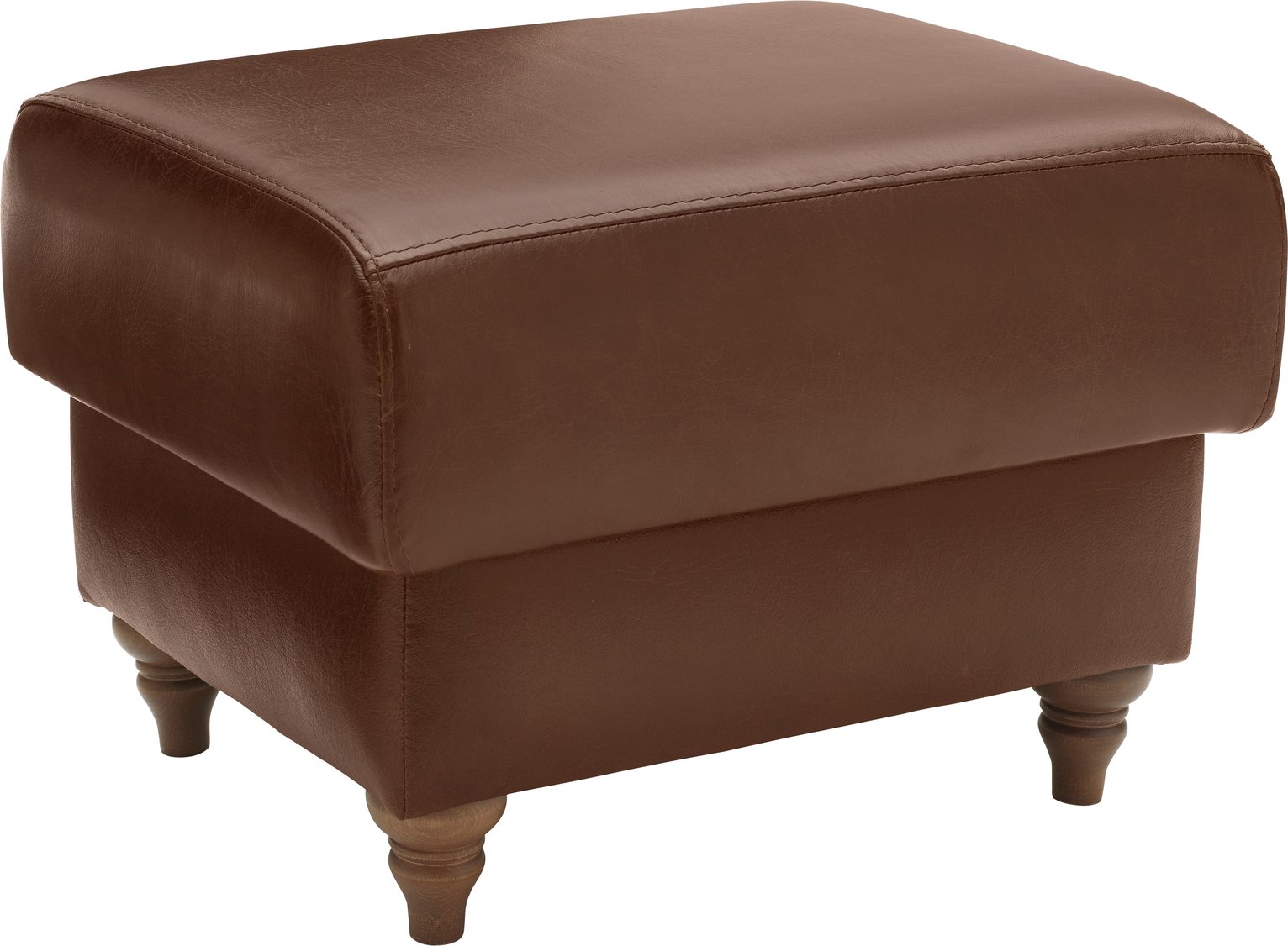 Argos Home Argyll Leather Storage Footstool - Tan