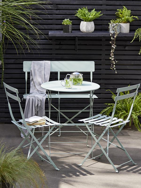 white garden table and chairs