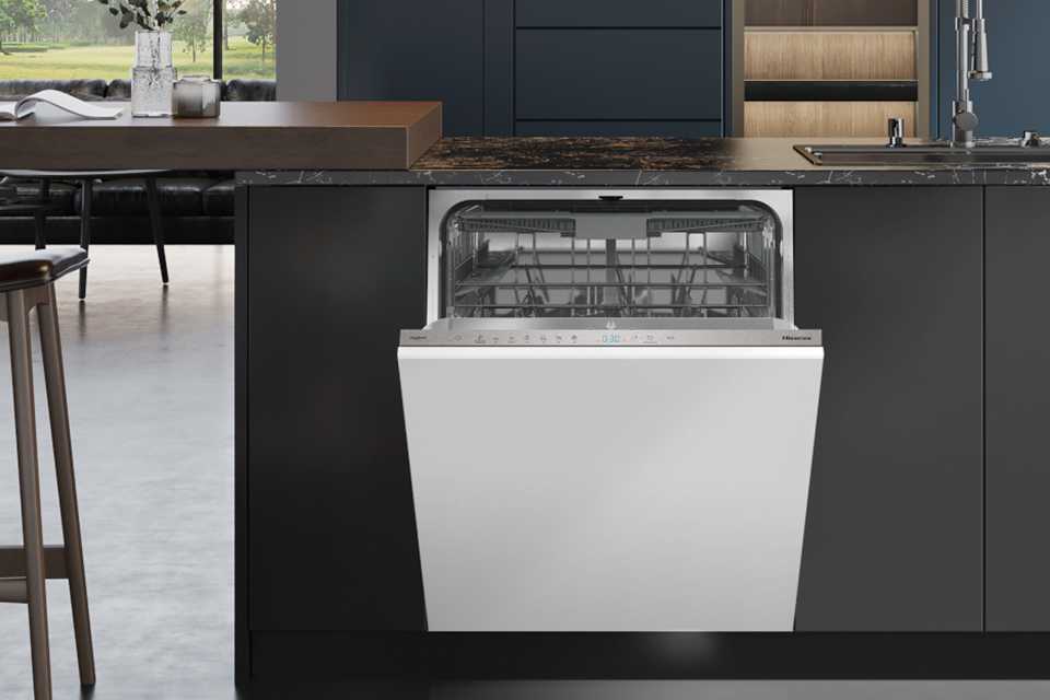 Hisense integrated dishwasher in a kitchen.