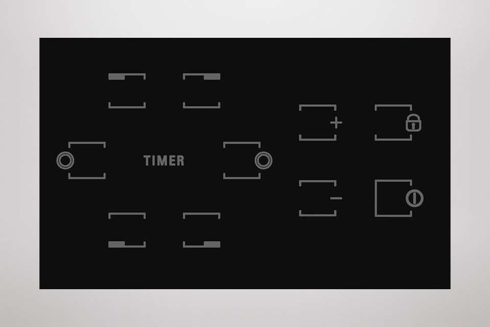 Different touch controls on a hob.