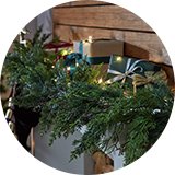 Christmas garland on fireplace.