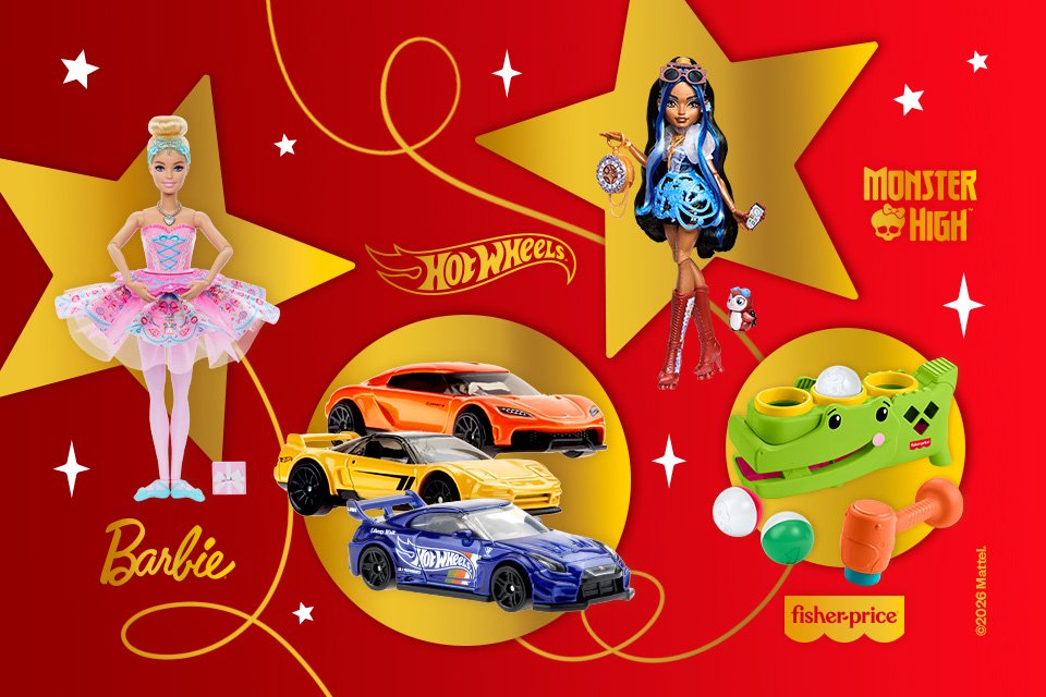 Gifts from the brands you love. Bring home the magic, from Barbie and Hot Wheels to Fisher-Price & more!