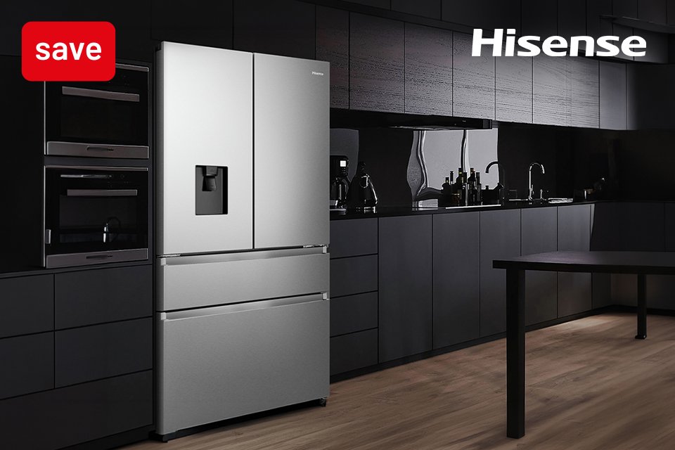 Claim up to £300 cashback on selected Hisense large kitchen appliances.