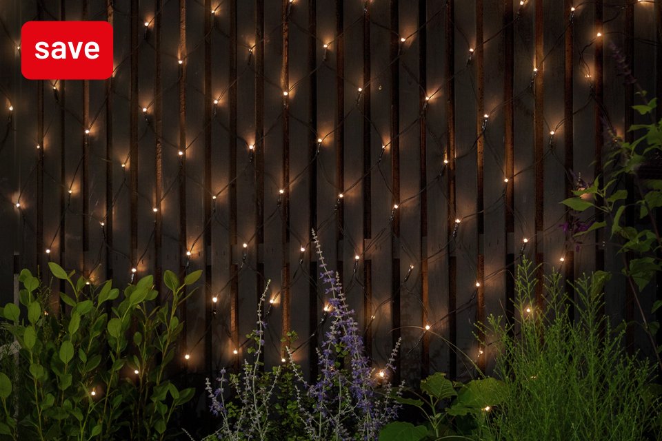 Save 20% on selected outdoor lighting, BBQs & garden furniture.