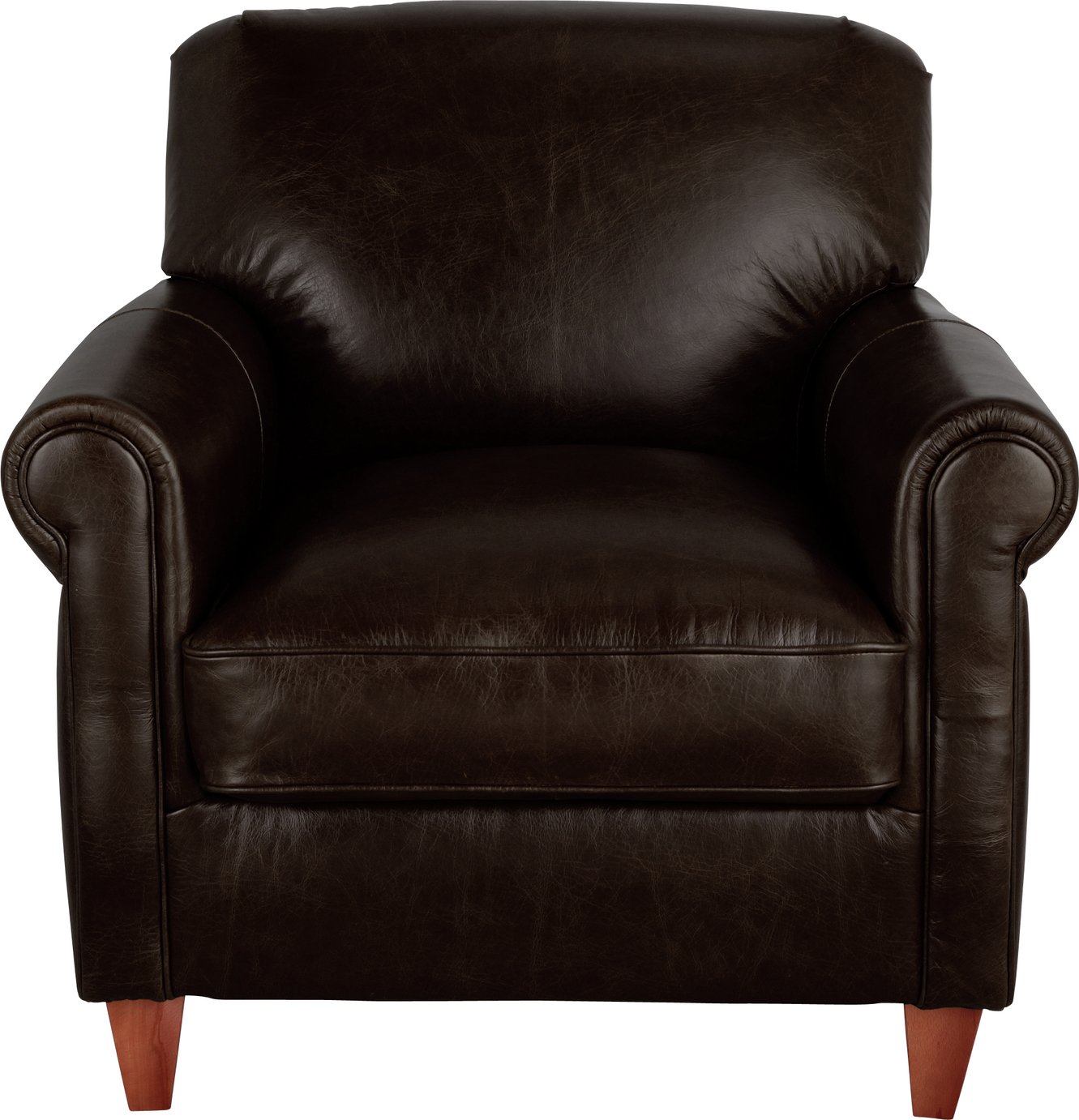 Argos Home Kingsley Leather Accent Chair -  Dark Brown