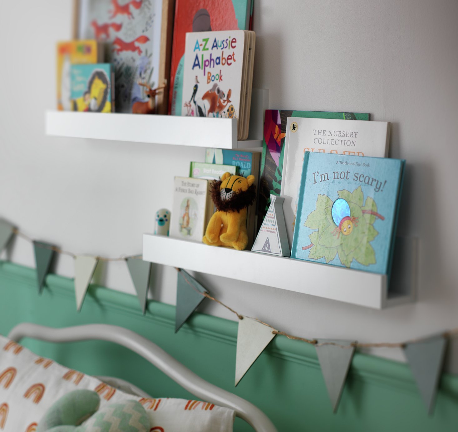 childrens white shelves