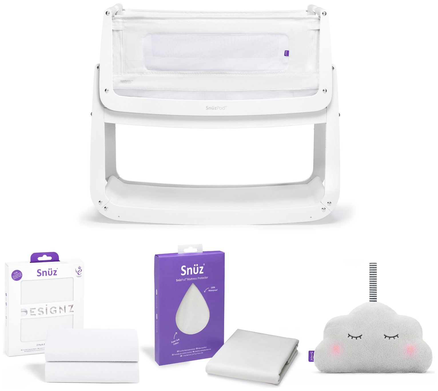 SnuzPod 4 Bedside Crib Starter Pack - White 