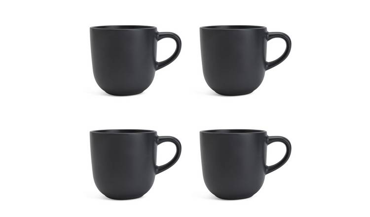 Habitat Matte Glaze Set of 4 Stoneware Mugs - Charcoal