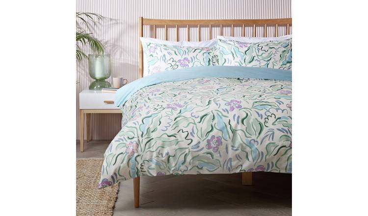 Habitat Cotton Painterly Leaf Floral Bedding Set - Double