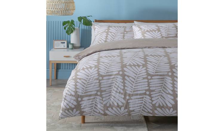 Habitat Cotton Paper Cut Leaf Brown Bedding Set - Double