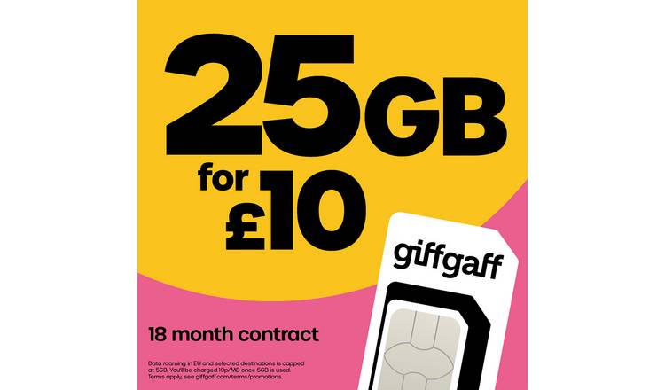 giffgaff 25 GB 18 month good contract SIM card