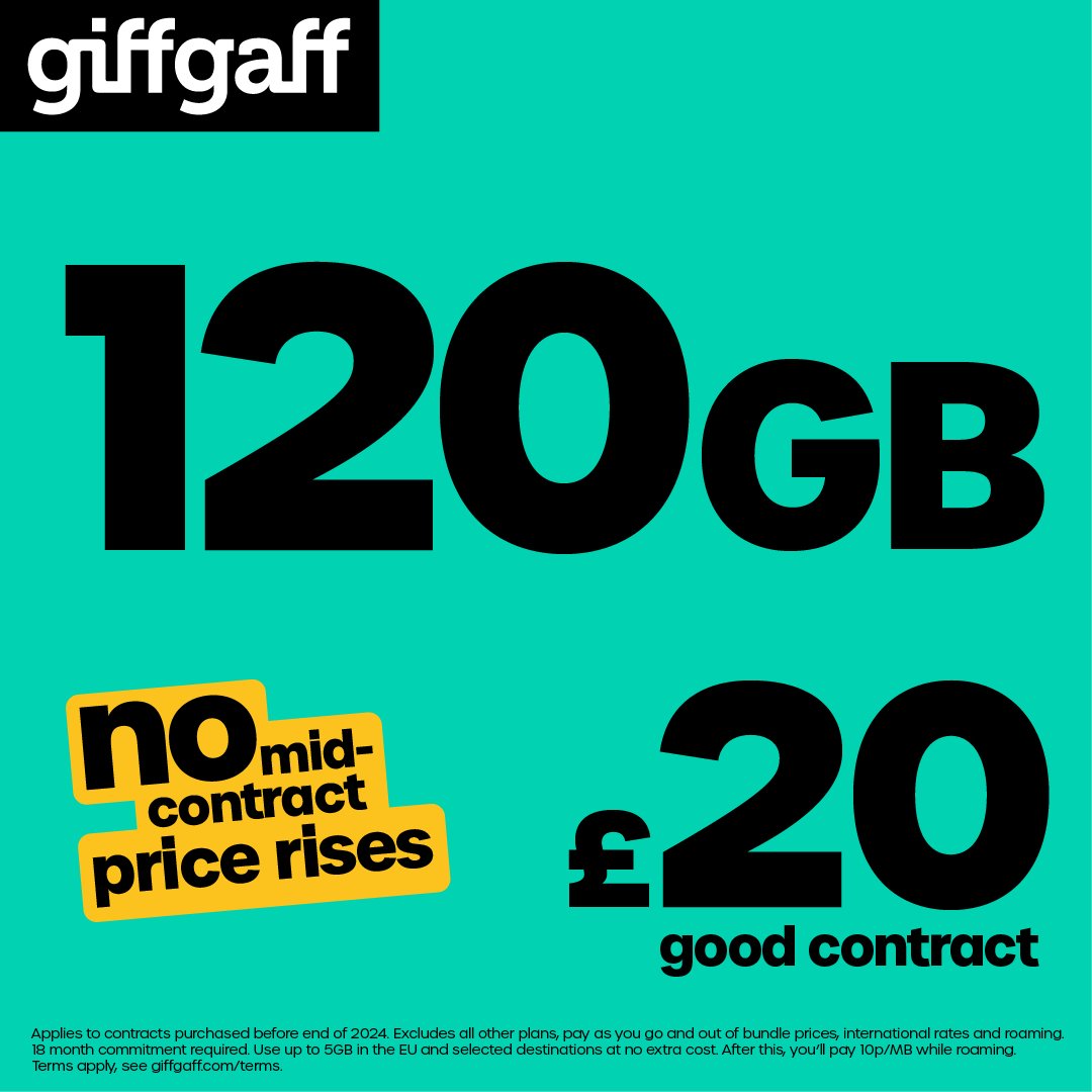 giffgaff 120 GB 18 month good contract SIM card