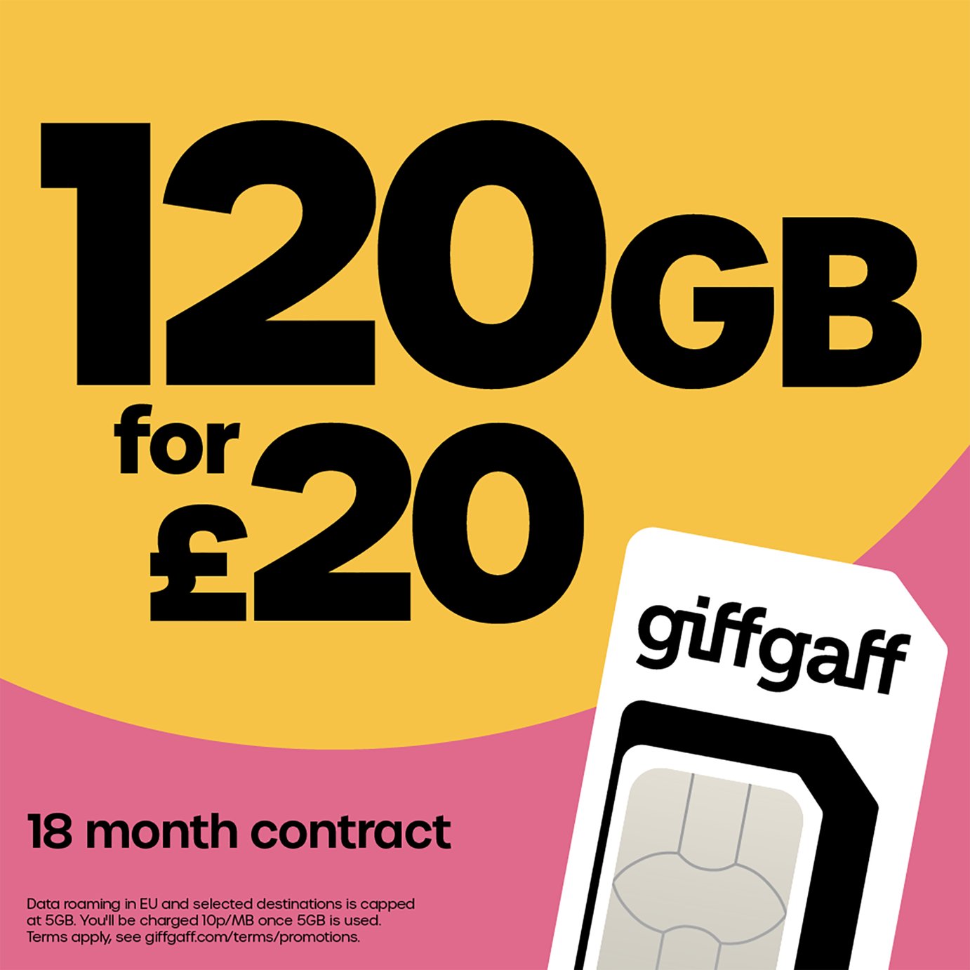 giffgaff 120 GB 18 month good contract SIM card