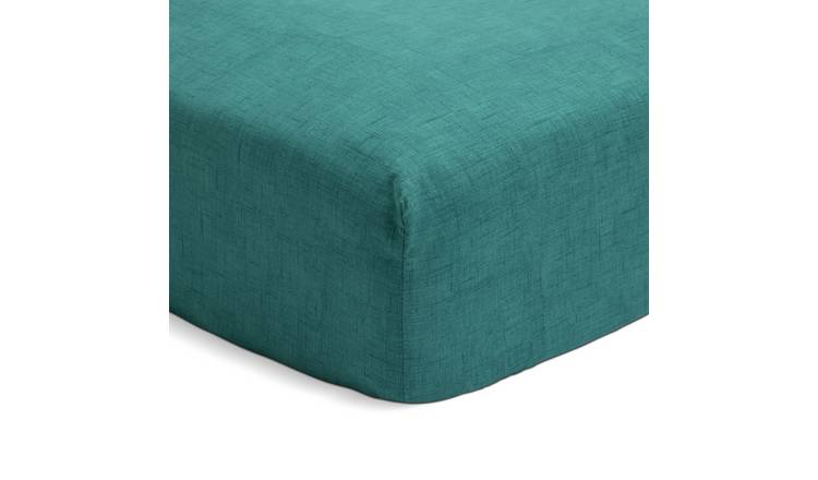 Habitat Texture Printed Teal Fitted Sheet - King size