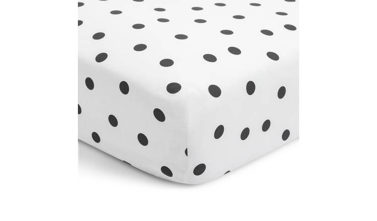 Habitat Mono Spot Printed Fitted Sheet - Single