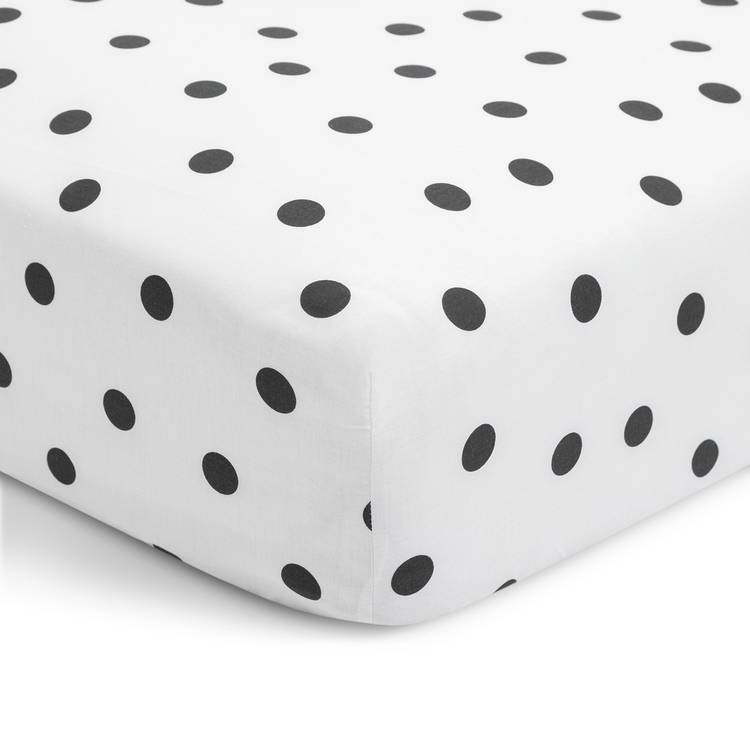 Habitat Mono Spot Printed Fitted Sheet - Single 0