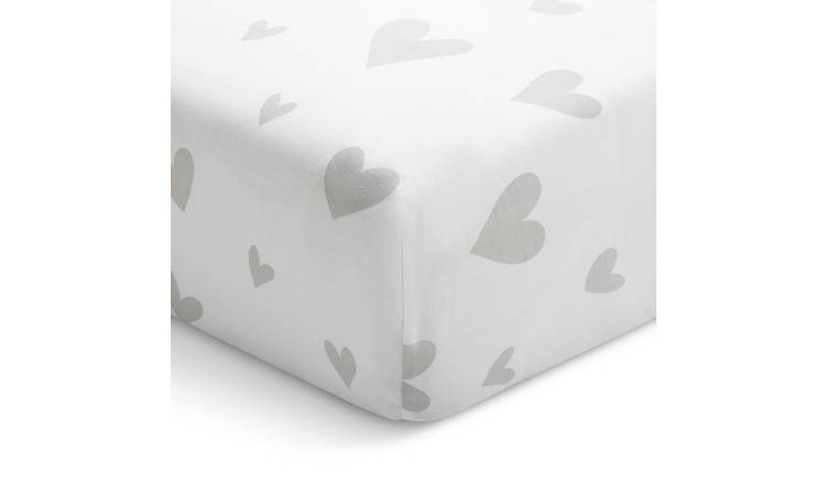 Habitat Hearts Printed White Fitted Sheet - Single