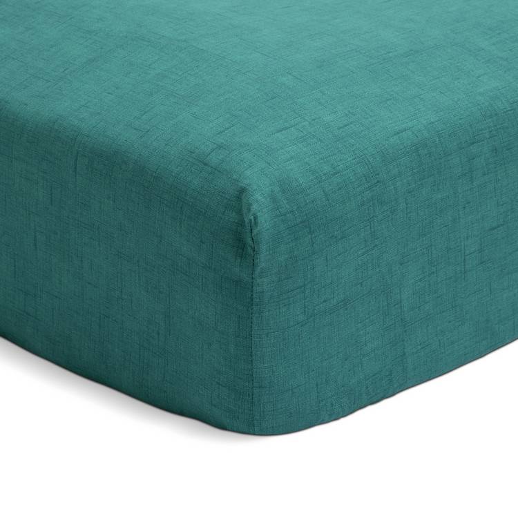 Habitat Texture Printed Teal Fitted Sheet - Single 0