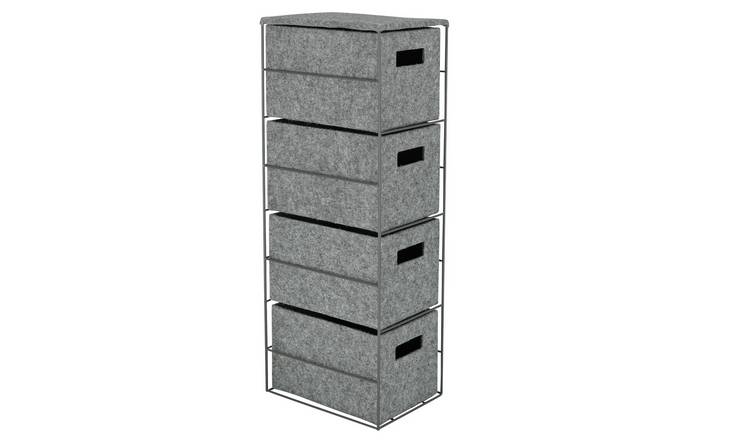 Argos Home Slimline Felt 4 Draw Storage Tower - Grey