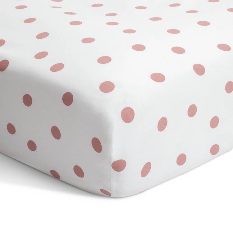 Habitat Spot Printed Pink Fitted Sheet - Single 0