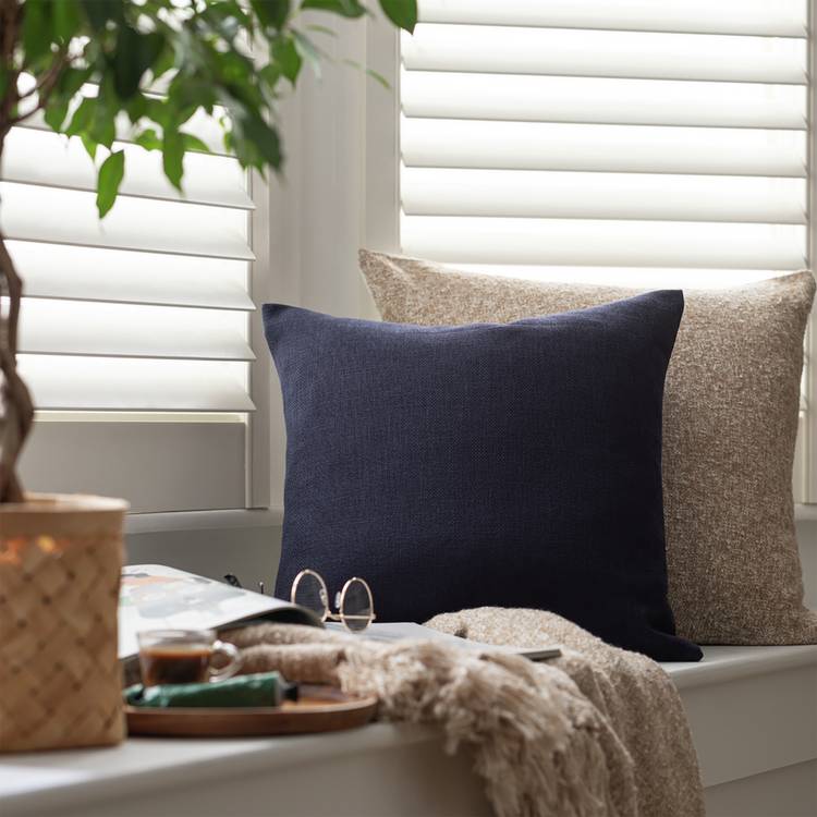 Habitat Basket Wave Cushion Cover- 2 Pack- Navy- 43x43cm 0