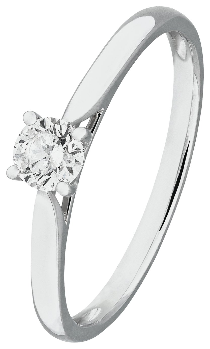 Revere 9ct White Gold 0.25ct Diamond Engagement Ring - N