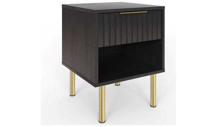 GFW Nervata 1 Drawer Side Table - Black