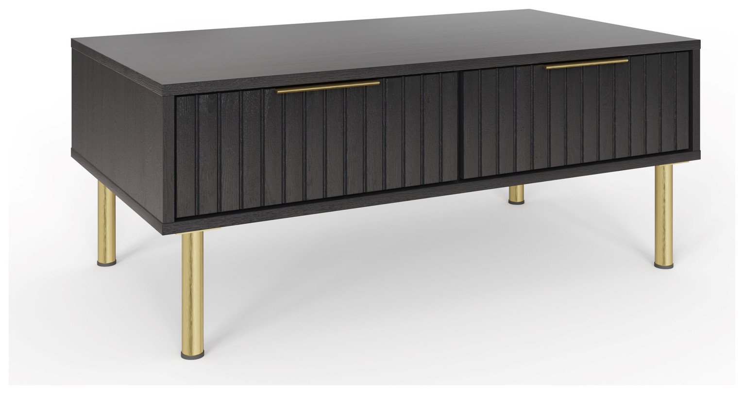 GFW Nervata 2 Drawer Coffee Table - Black