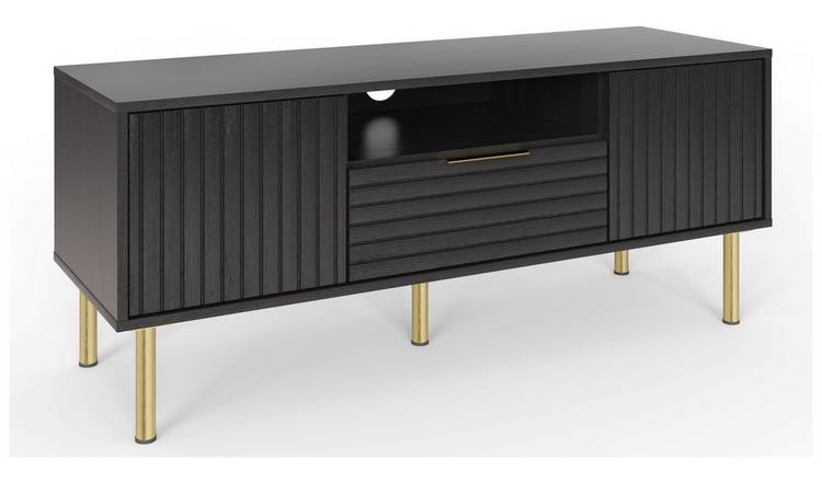 GFW Nervata 2 Door 1 Drawer TV Unit - Black