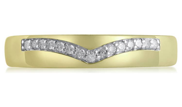 Revere 9ct Gold 0.06ct tw Diamond Wishbone Wedding Ring - S