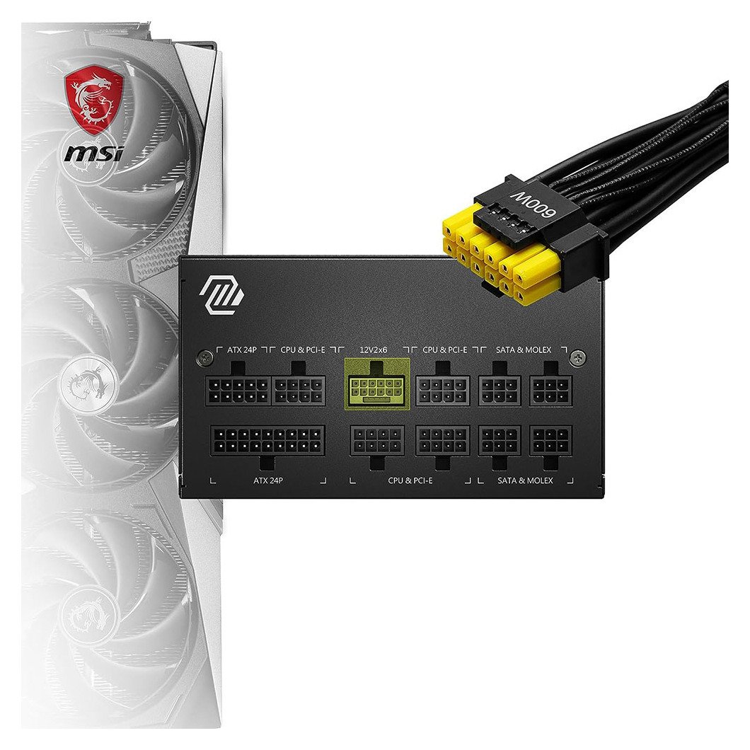 MSI MAG A850GL PCIE5 850W 80 Plus Gold PCIe 5.0 Fully Modular Black ATX Desktop Power Supply