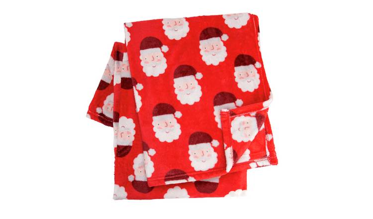 Argos Home Christmas  Santa Printed Fleece Throw - 125X150cm