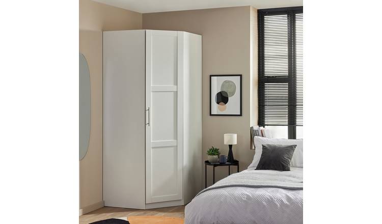 Habitat Munich Panelled Corner 1 Door Wardrobe - White