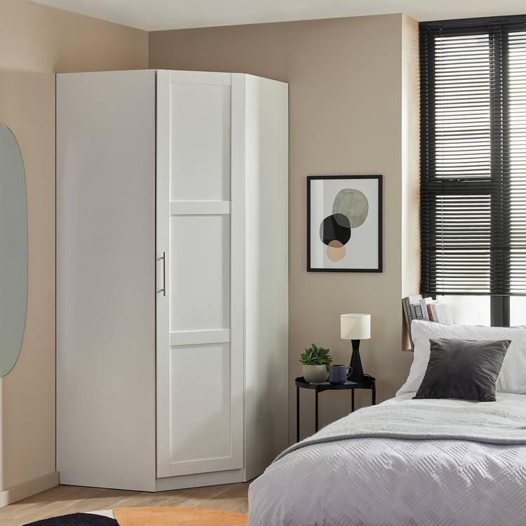 Habitat Munich Panelled Corner 1 Door Wardrobe - White 0