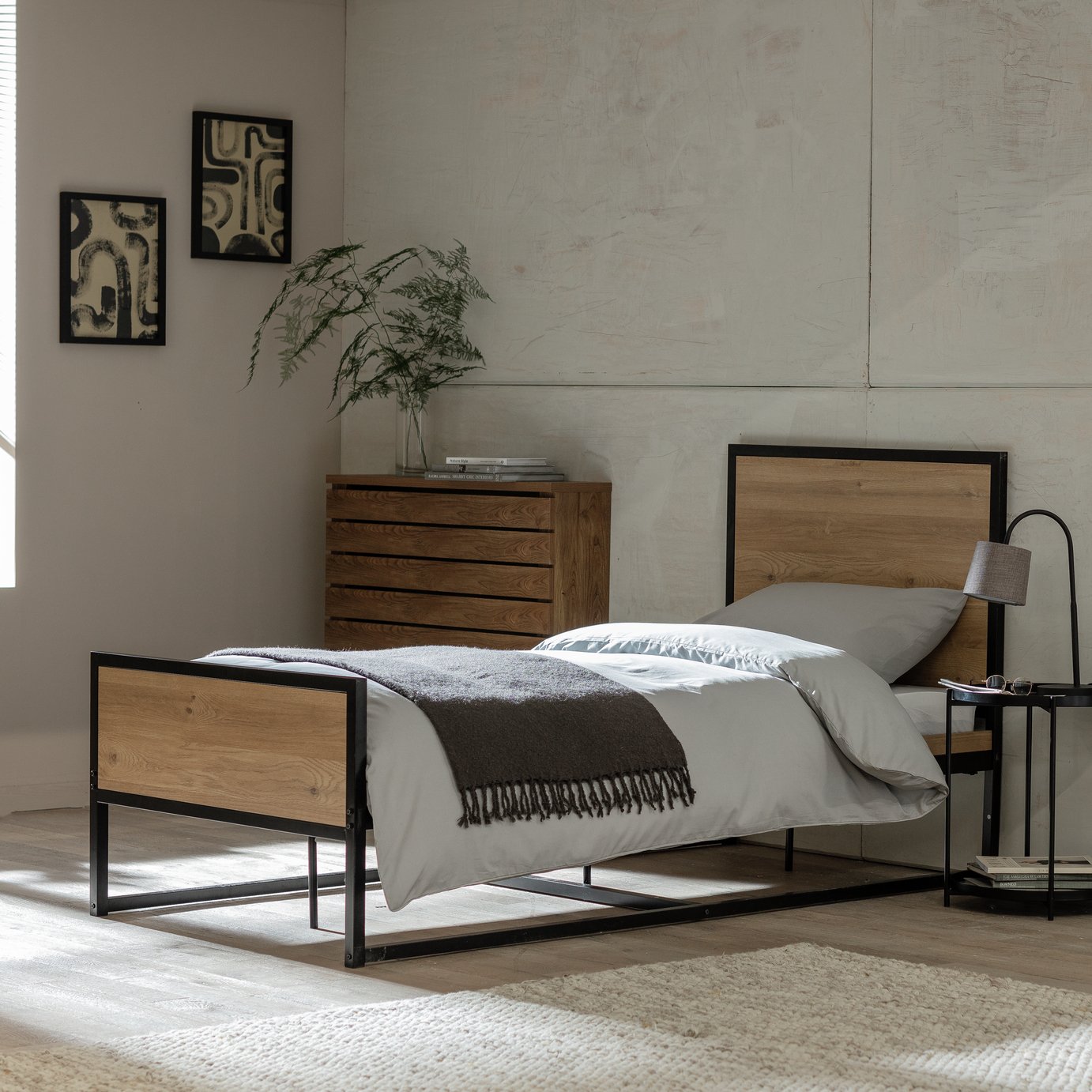 Ion Habitat Loft Living Single Wooden Bed Frame - Oak Effect