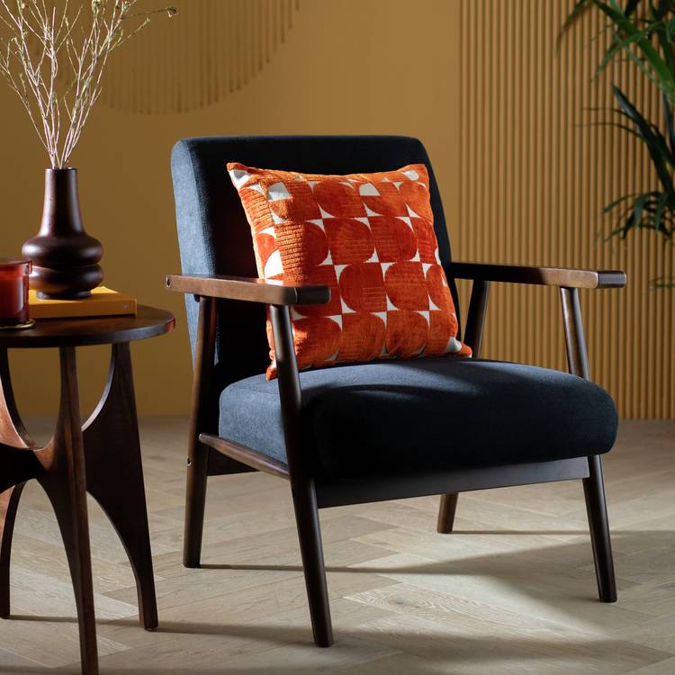 Habitat Jaquard Effect Cushion - Orange - 43x43cm 0