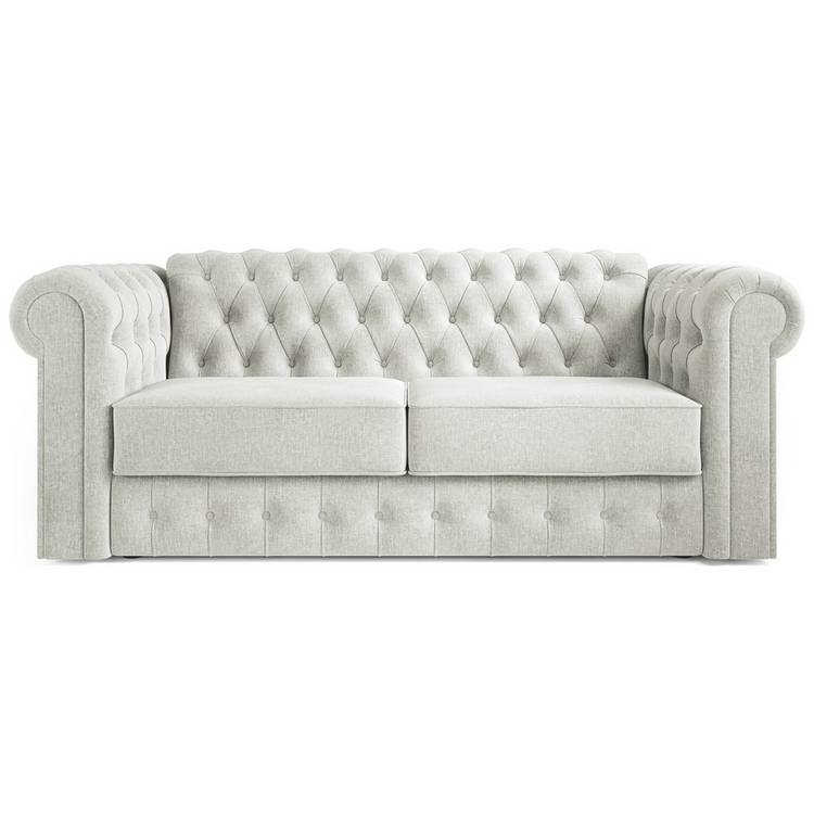 Jay-Be Chesterfield Fabric 3 Seater Sofa Bed - Light Grey 0