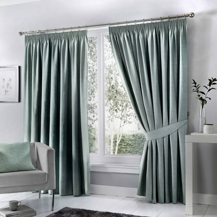 Fusion Dijon Blackout Thermal Lined Curtains - Duck Egg 0