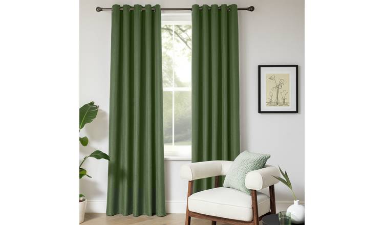 Habitat Plain Blackout Eyelet Curtains - Green