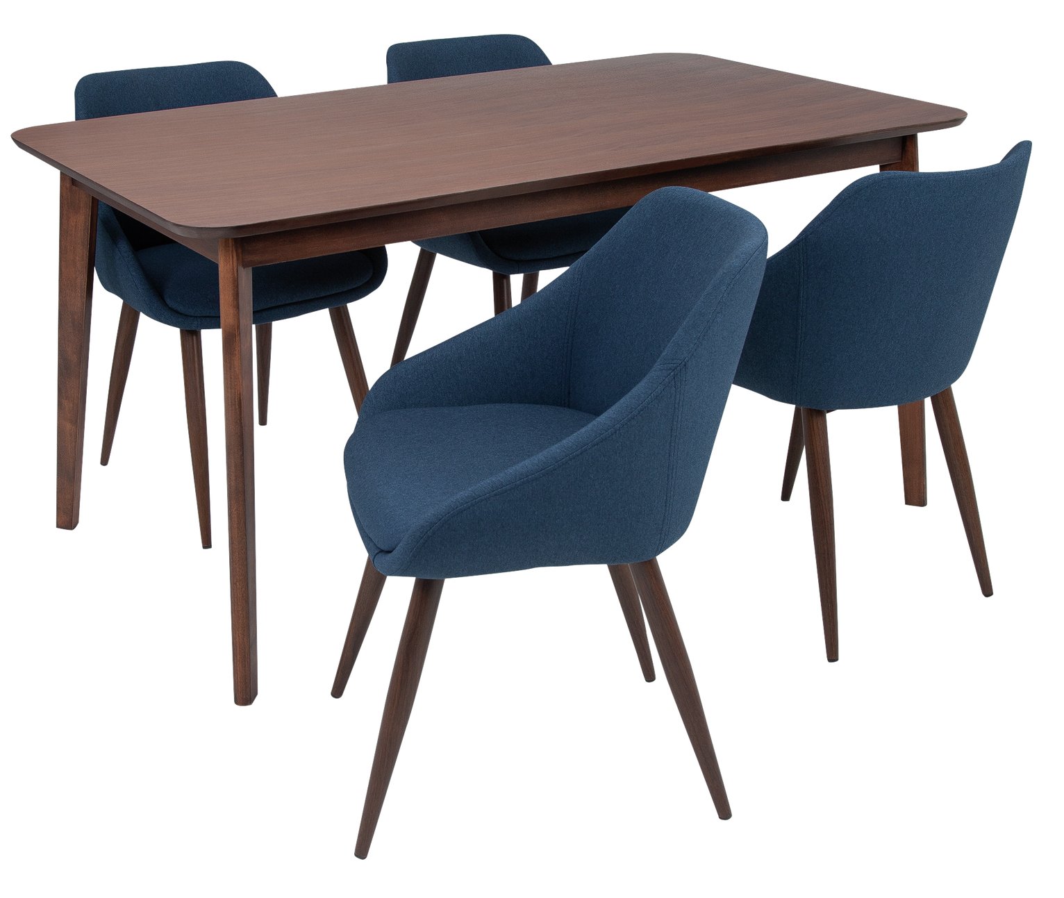 Argos Home Skandi Walnut Veneer Dining Table & 4 Blue Chairs Reviews